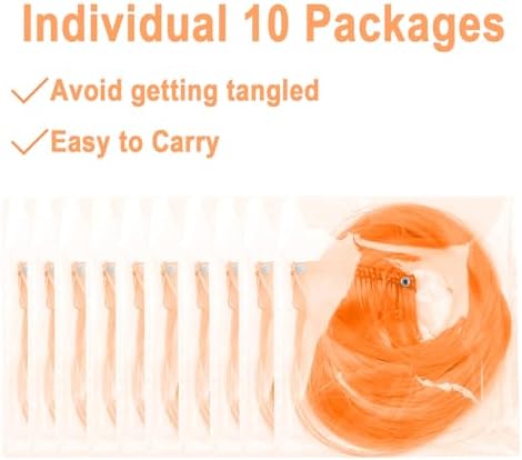10 Pcs Orange Clip-In Curly Wavy Natural Synthetic Hair Extensions 17 Inch - Image 5