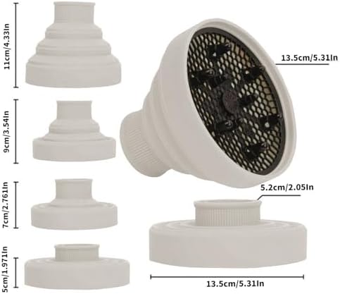 Universal Collapsible Hair Dryer Diffuser Attachment-Foldable Portable Travel and Easy Storage Hair Diffuser Fit Most Hair Dryers with Nozzle Diameter D-1.575Inch to 1.968 Inch (4-5cm)- Stone - Image 3