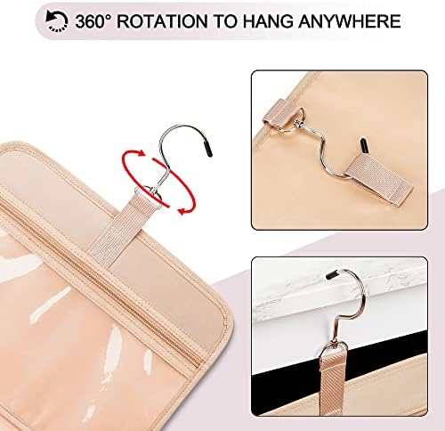Travel Hanging Toiletry Bag for Women, with Jewelry Organizer Compartment, Medium Waterproof Hanging Makeup Accessories, Cosmetic Essentials, Toiletries Dopp Kit Set with Trolley Belt, Baby Pink - Image 7