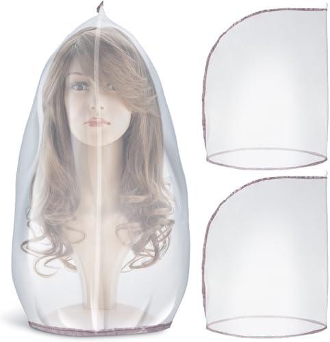 Hillban 3 Pcs Wig Storage Bags Nylon Mesh Wig Case with Hang Loop by Hillban