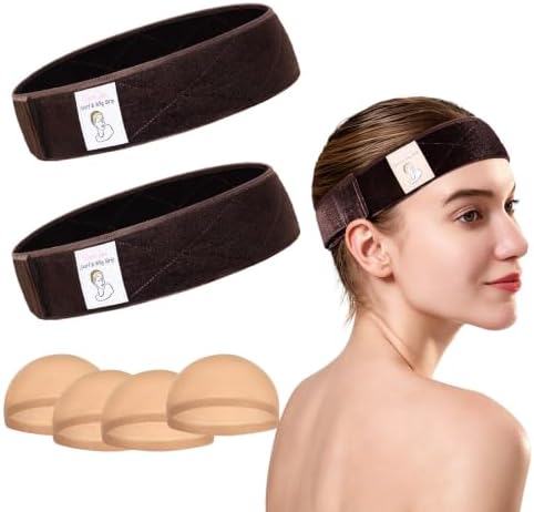 Dark Brown Wig Grip Band 2 Pack for Half Wig, Non Slip Velvet by HappCIan