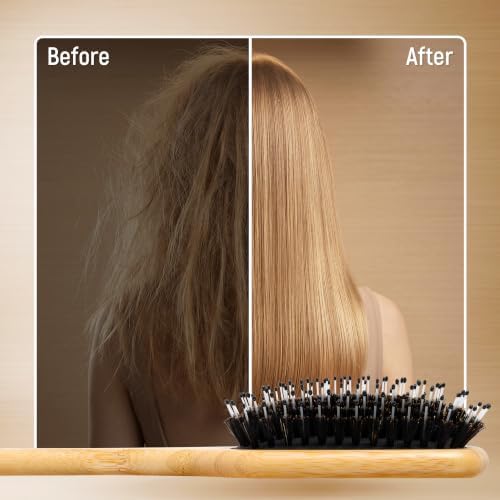 BFWood Boar Bristle Hair Brush, Paddle Detangling HairBrush for Women Men - Image 4