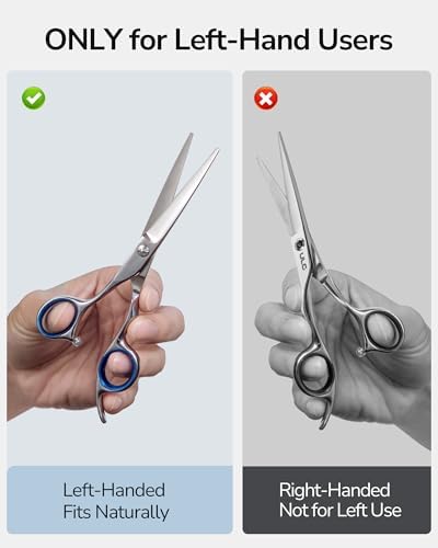 Hair Cutting Scissors, ULG Professional Hair Scissors 6.5” Left-Handed Razor Edge Barber Shears for Salon and Home Hair Cutting Made of Japanese Stainless Steel, Hand Sharpened Blue - Image 2