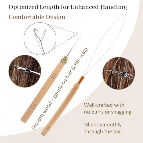 Hair Extension Tools Kit, 200 Silicone Lined Ring Beads, 1 Crochet Hook; 1 Threader, 1 3‑Hole Pliers, 1 Sewing Thread, 8 C/J/I Needles, 1 Storage Box×1–Size: 15cm×9cm - Image 6