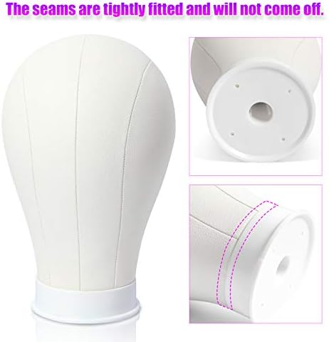 Bileaf 22 Inch Wig Head Leather Canvas Block Mannequin Head with Stand - Image 4
