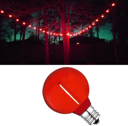 G40 Red LED Bulb 1W Replacement Light Bulbs Shatterproof Waterproof LED Outdoor String Lights Decorative Night Light E12/C7 Candelabra Base for Wedding Patio Garden Yard,15 Pack(Red) - Image 5