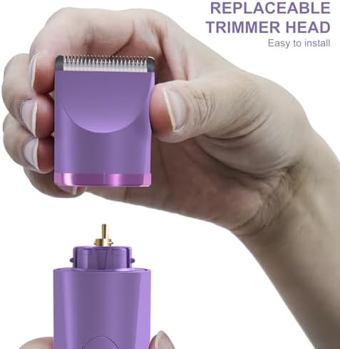 OLOV Electric Body Hair Trimmer - Groin Trimmer for Men - Bikini Trimmer Women - Wet/Dry Shaver Groomer, Replaceable Ceramic Blade Heads, USB Recharge Dock, Waterproof Hygiene Razor, Bright Purple - Image 4