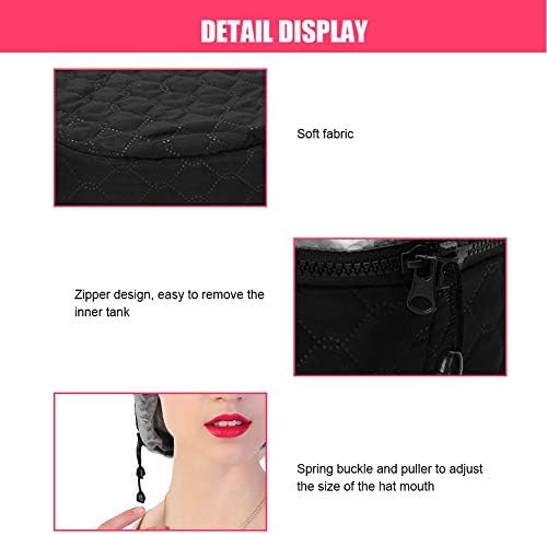 Heat Cap For Deep Conditioning, Adjustable Care Heating Steamer Cap Soft Bonnet Hooded Reusable Shower Portable Thermal Hat Steaming Haircare Therapy for Natural Hair Styling Spa Portable Home Use - Image 7
