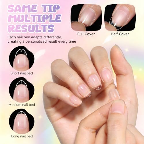 UNA GELLA Extra Short Almond Kids Nail Tips Soft Gel Press on Nails 216 Pcs - Image 6