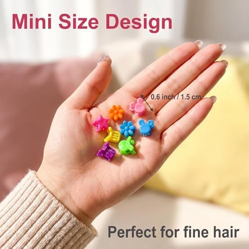 100 Pcs Mini Hair Clips for Girls, Cute Pastel Flower & Animal Design Clips, Durable Plastic Hair Accessories for Toddlers and Kids - Image 6