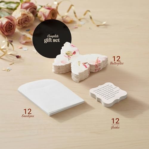 12 Favor Set, Pink Butterfly Gift Wrap Tags w/Wildflower Seeds - Image 3
