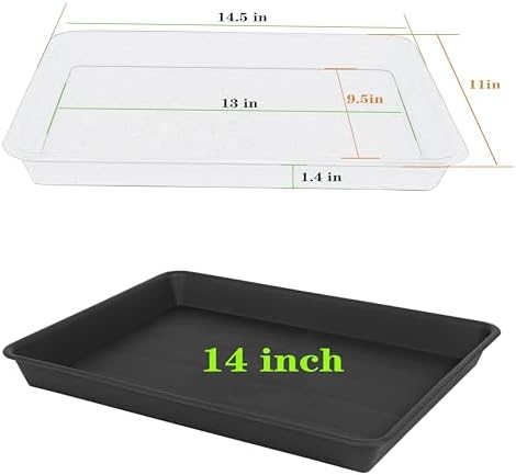 VUWEZ Plant Growing Trays 6 Pack, Plant Tray, 14.5"x11", Heavy Sturdy Plastic Plants Saucer, Seedling Starter Trays, Seed Starter Growing Tray (Black) - Image 2