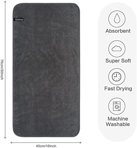 KinHwa Gray Bathroom Hand Towels, Microfiber Face Towels, 16x30 Inch - Image 2