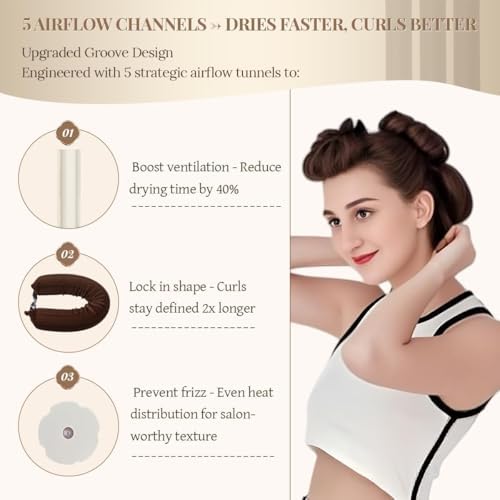 Heatless Hair Curler Heatless Curls Overnight Heatless Blowout with Luxury Cloth Bag Silk Scarf, Curling Rod Headband to Sleep in No Heat Curling with (Brown, 3Rods) - Image 4