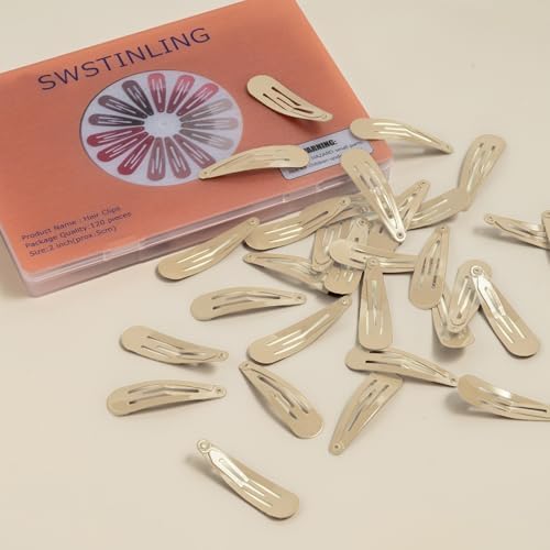 120 Pack Taupe 2 Inch Barrettes Women Metal Snap Hair Clips Accessories - Image 2