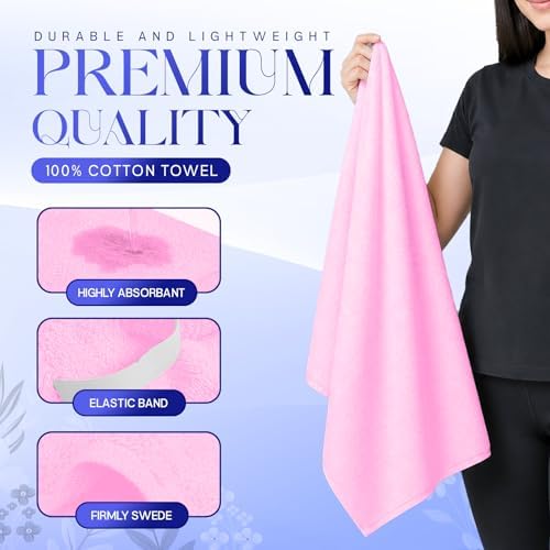 Lili&James Cotton Hair Towel Wrap for Women/Kids | Quick Dry, Soft & Absorbent Hair Wrap Towels with Double Button (Pack of 1, Pink Large) - Image 3
