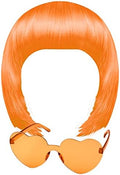 MIAHART Orange Short Bob Wig and Sunglass Set, Neon Colored Wigs Sunglass Pack Costume Colorful Cosplay Wigs Daily Party Hairpieces for Bachelorette Neon Party Favors Halloween Decorations Supplies by MIAHART
