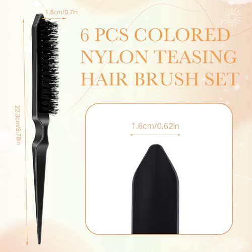 Yaomiao 6 Pack Teasing Brushes 3 Row Combs,Black - Image 2