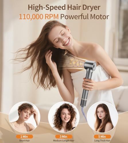9-in-1 Hair Dryer Brush Kits, Curly Hair Dryer with Diffuser for Women - Image 2