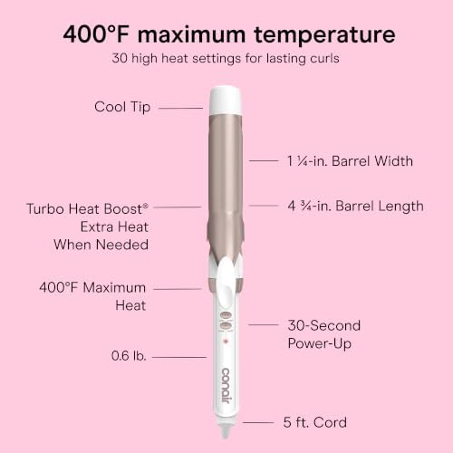 Conair Curling Iron, Double Ceramic, 1 1/4-in. Width, White/Rose Gold - Image 2