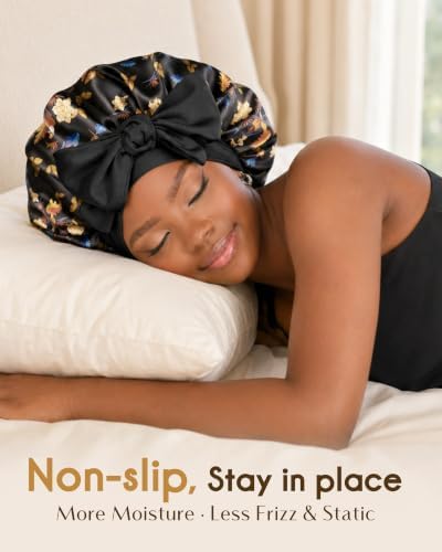 YANIBEST Adjustable Silk Bonnet for Sleeping Women Double Layer Satin Bonnet Reduce Friction Prevent Frizz Curly Hair - Image 7