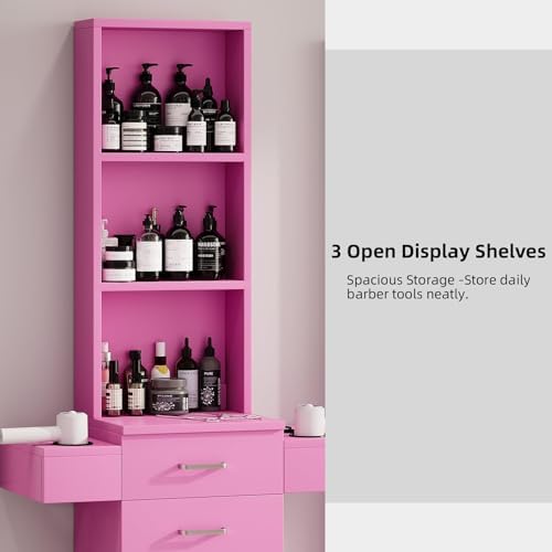 4ever2buy Salon Station for Hair Stylist, Pink Barber Hair Salon Station - Image 3