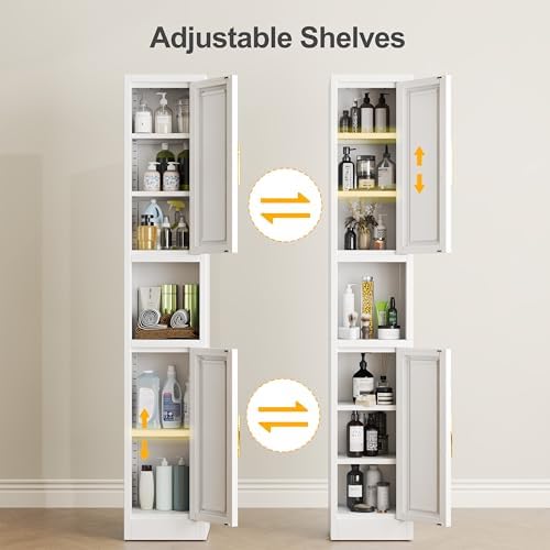 Ckzbx Tall Narrow Storage Cabinet 66.93" H Tall Bathroom Cabinets Metal Pantry Cabinet, 4 Adjustable Shelves for Kitchen, Home Office, Living Room, Dinning Room (12 inches Wide White) - Image 7