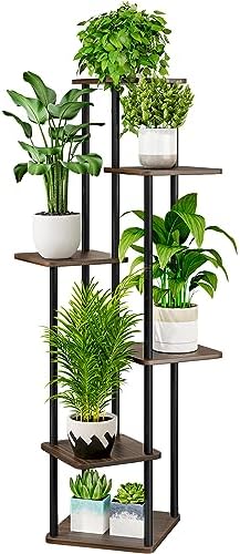 AZERPIAN 6 Tier Tall Plant Stand Indoor Corner Tiered Shelf Metal MDF Board by AZERPIAN