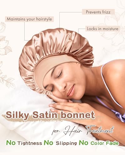 BONNET QUEEN Silk Bonnet for Sleeping Women Satin Bonnet Hair Wrap with Elastic Wide Band Sleep Cap for Curly Hair Night Cap - Image 3