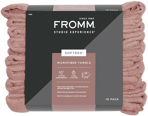 Fromm Softees Microfiber Salon Hair Towels for Hairstylists, Barbers, Spa, Gym in Terracotta, 16" by 29", 10 Count Perfect Hair Care Towel for Drying Curly, Long, Wavy Hair by Fromm