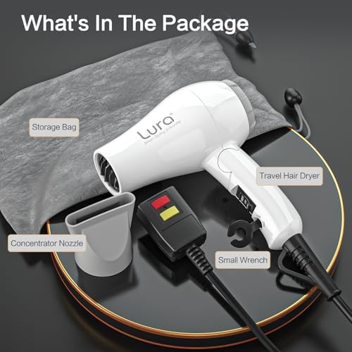 Foldable Travel Hair Dreyr Mini:Dual Voltage Small Lightweight Blow Dryer for International Travel,1200w Compact Hairdryer with Concentrator and Travel Bag(White) - Image 5