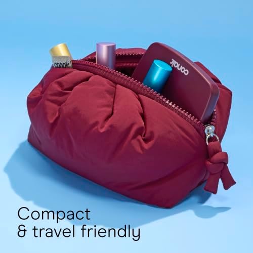 Conair Hair Accessories Kit for Women, Hair Clips, Hair Ties & Detangler Brush Set, No-Damage Styling Essentials for Travel & On-the-Go with Lighted Mirror & Puffer Bag, Burgundy - Image 7