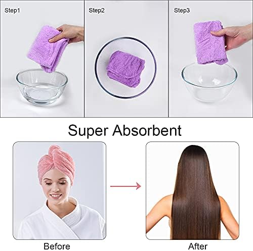 URAQT Microfiber Hair Towel Wrap for Woman, 3 Pack Hair Turbans for Wet Hair, Quick Dry Hair Turban for Drying Curly Long Thick Hair - Image 4