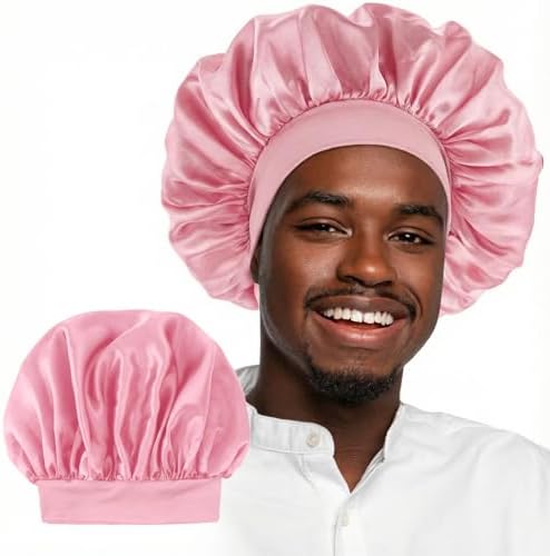 WLLHYF Silk Bonnet for Men, Satin Bonnet Elastic Band Silk Sleep Cap Soft Adjustable Hair Cap Hair Wrap for Women Sleeping by WLLHYF