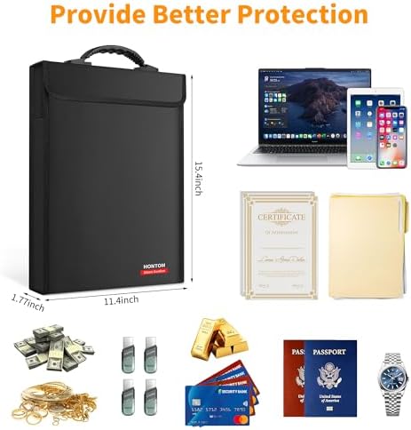 6400℉ Fireproof Document Bag with Lid, Two Storage Pockets Fireproof Bag - Image 5