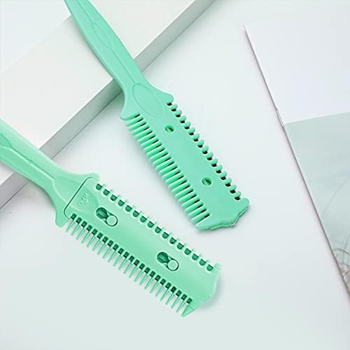 Soft 'N Style Haircut Razor Comb, 3 Pack - Double Sided Razor Hair Styling Scissors Comb, Split Ends Trimmer Styler for Thin and Thick Hair (Green, Metal, F, 3 Count) - Image 7
