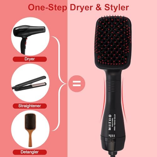 Blow Dryer Brush Hair Dryer One-Step Straightener Paddle Brush - Image 2