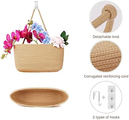 TeoKJ Over the Door Hanging Storage Basket Woven 3 Tier Wall Organizer Jute - Image 6