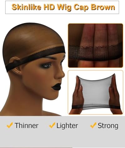 BEEOS Black HD Wig Cap for Women, 12 PCS Sheer Wig Caps for Lace Front Wigs - Image 4