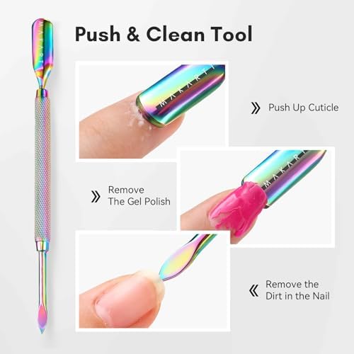 Makartt 3-Pack Rainbow Titanium Cuticle Nipper, Pusher Set - Image 3