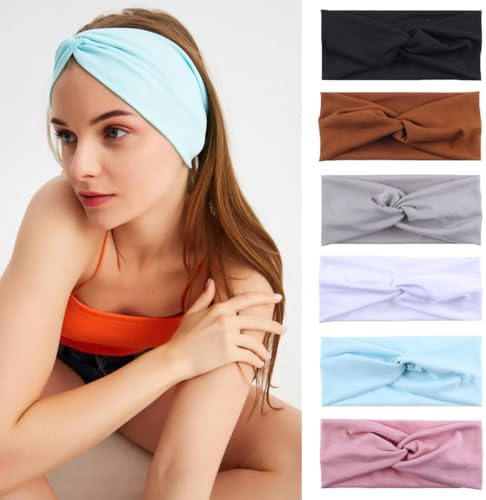 Kachanaa 6 Pack Women's Headbands for Women Boho Women's Hair Non Slip Twisted Cross Elastic Head Bands Headwraps Short Stretchy Thick Fashion Hair Accessories by Kachanaa