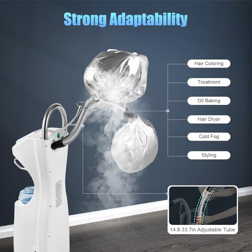 7 in 1 Professional Stand Hair Steamer Hair Dryer, 700W Freestanding Hair Salon Dryer Hair Dryer Hooded Hair Treatment Floor Rolling with Wheels, Perming Hairdress Salon SPA Machine - Image 3
