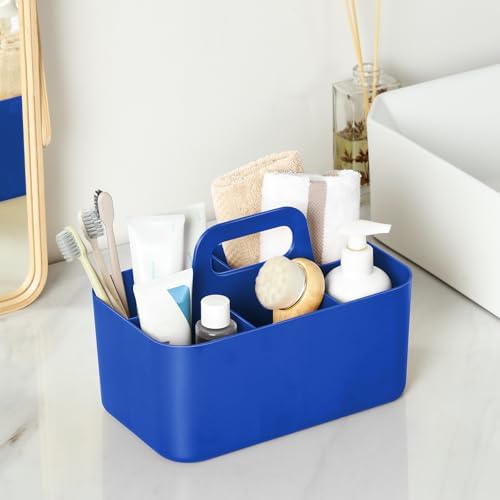Multiuse Caddy Organizer with Handle, Portable Plastic Tote Bin - Art Craft, Stationary Pen Marker Crayons, Makeup Hair Supplies Storage - Bathroom, Classroom, Dorm, Office, Desk Holder - Dark Blue - Image 4
