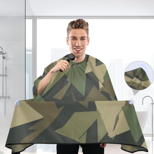 Blueangle Geometric Triangle Camo Barber Cape for Men Hair Cutting Cape, 65" x 55" - Image 4