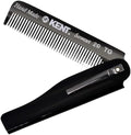 Kent 20T Black Graphite Handmade Folding Pocket Comb for Men, Fine Tooth Hair Comb Straightener for Everyday Grooming Styling Hair, Beard or Mustache, Use Dry or with Balms, Saw Cut, Made in England by KENT