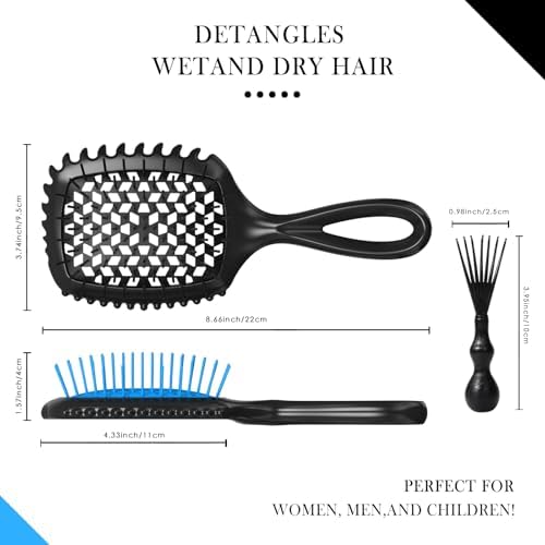 4-Pack Vented Detangling Hair Brush for Wet and Dry Hair, Assorted Colors - Image 4
