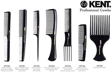 Kent SPC86 Black Salon-Style Professional Pick and Barber Comb - Afro Parting Comb for the Care of Curly and Thick Hair - Sleek style comb,Anti-Fatigue with a Rubberized Professional Finish - Image 6