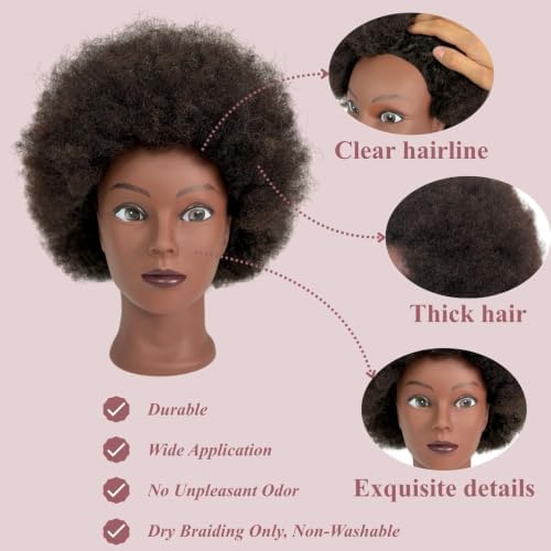 Afro Kinky Hair Braiding Mannequin Head with 100% Human Hair for Styling - Image 3