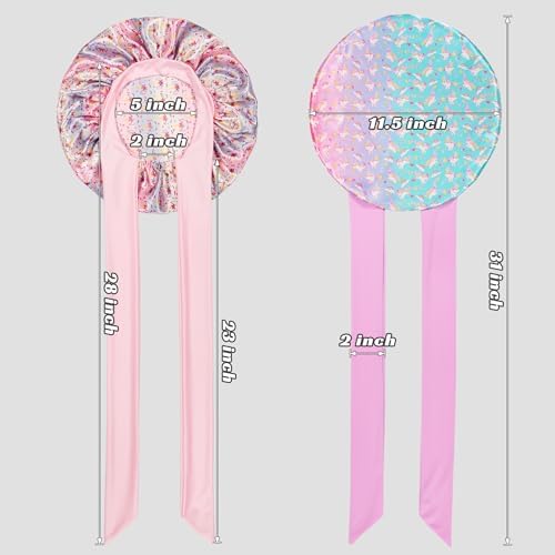 Silk Bonnet for Kids, Satin Hair Bonnet for Sleeping with Tie Band - Image 2