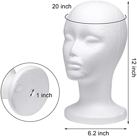 Foraineam 3 Pack 12 Inch Foam Head Female Foam Wig Heads Mannequin Manikin Cosmetics Model Head Wigs Display Holder Hats Glasses Hairpieces Stand - Image 3